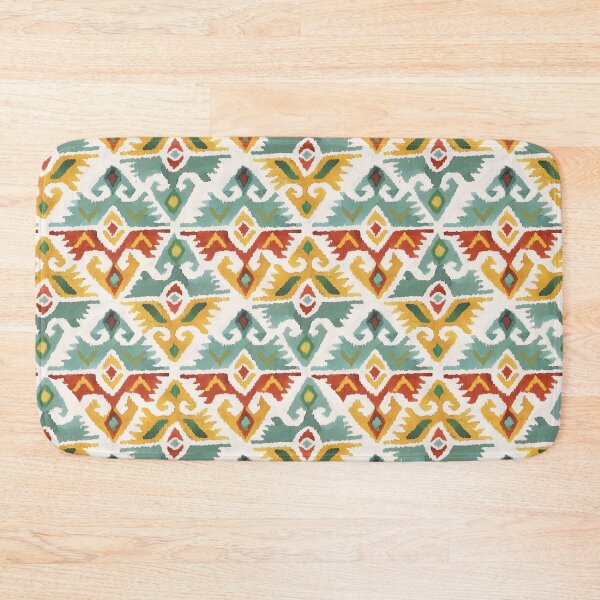 Artikelvorschau, Ikat-Stil handbemalt Design rot gelb cyan entworfen und verkauft von Alessandro Remo Mazzoni Remotextiles.