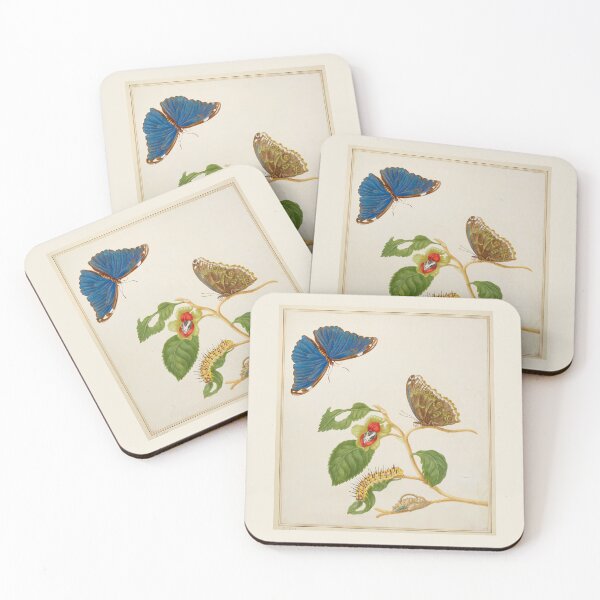 Item preview, Branch of an unidentified tree with Menelaus Blue Morpho Butterfly Maria Sibylla Merian  designed and sold by TeeARTHY.
