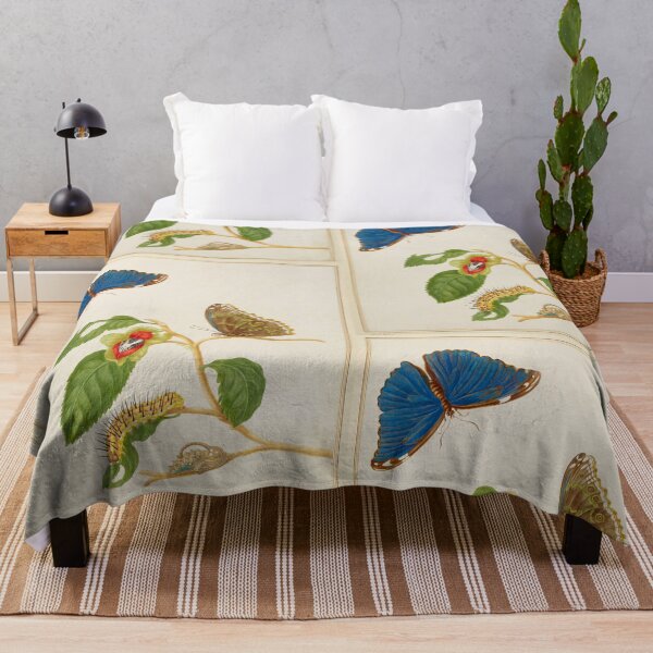 Item preview, Branch of an unidentified tree with Menelaus Blue Morpho Butterfly Maria Sibylla Merian  designed and sold by TeeARTHY.