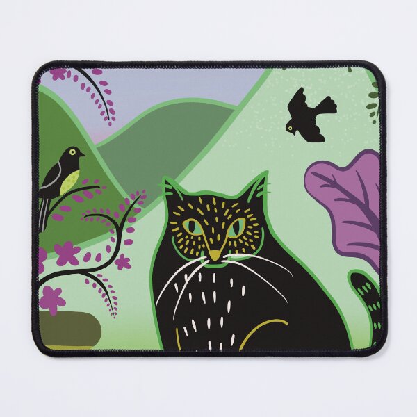 Item preview, Black cat with green mountains designed and sold by DCamille.