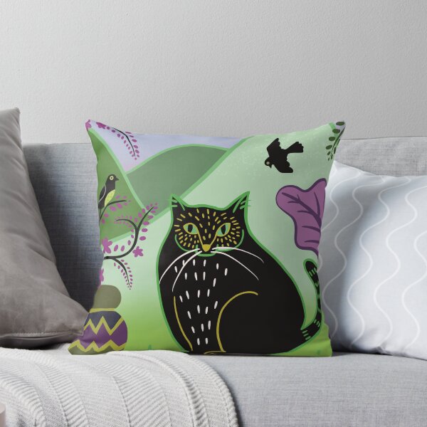 Item preview, Black cat with green mountains designed and sold by DCamille.