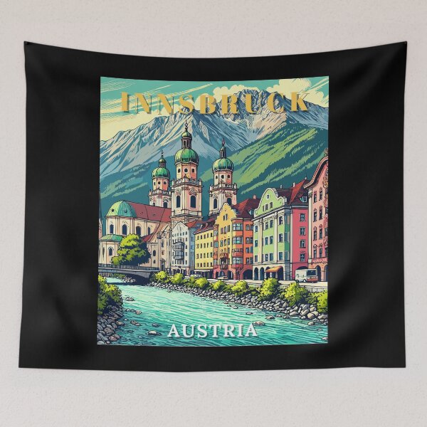 Item preview, Innsbruck in Austria (Tirol) Retro Art Travel Landscape designed and sold by MaateoDesign.