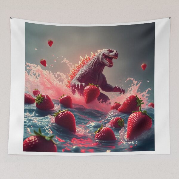 Item preview, Dinosaur with many strawberries on the sea  designed and sold by Designfs.