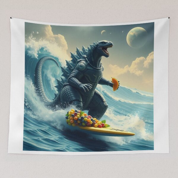 Item preview, Surfing Dinosaur with Fruits designed and sold by Designfs.