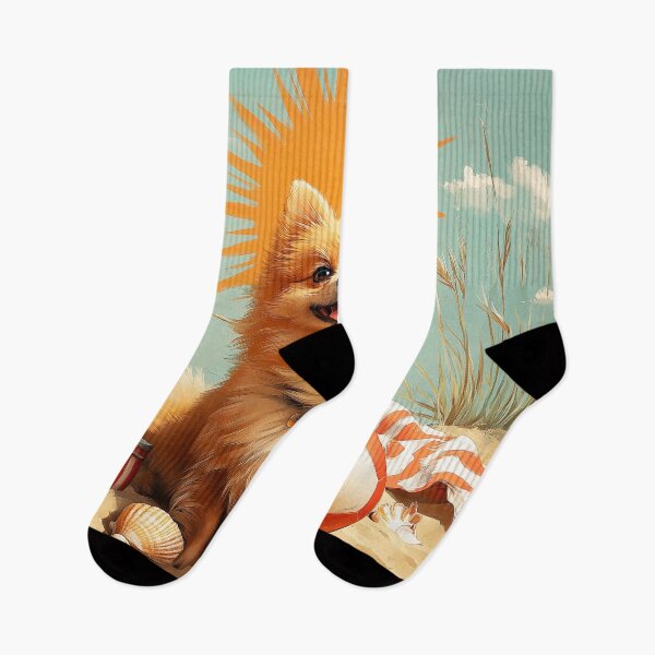 Item preview, "Happy Pomeranian on the Beach with Ball" designed and sold by Arthoughts.