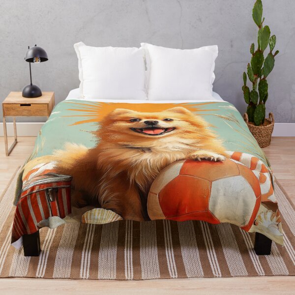 Item preview, "Happy Pomeranian on the Beach with Ball" designed and sold by Arthoughts.
