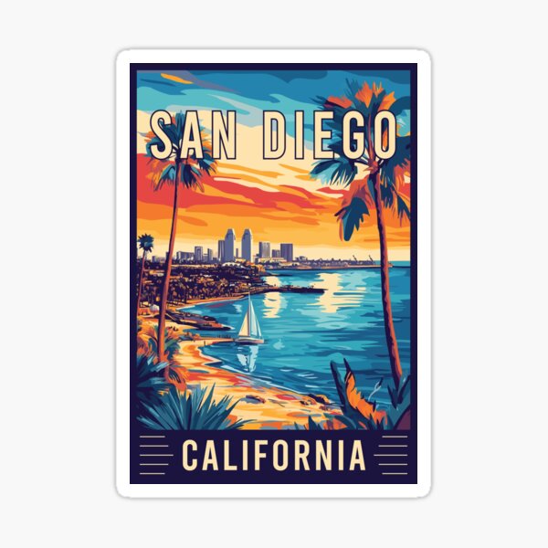 Discover Stunning San Diego in California - Travel Art Sticker