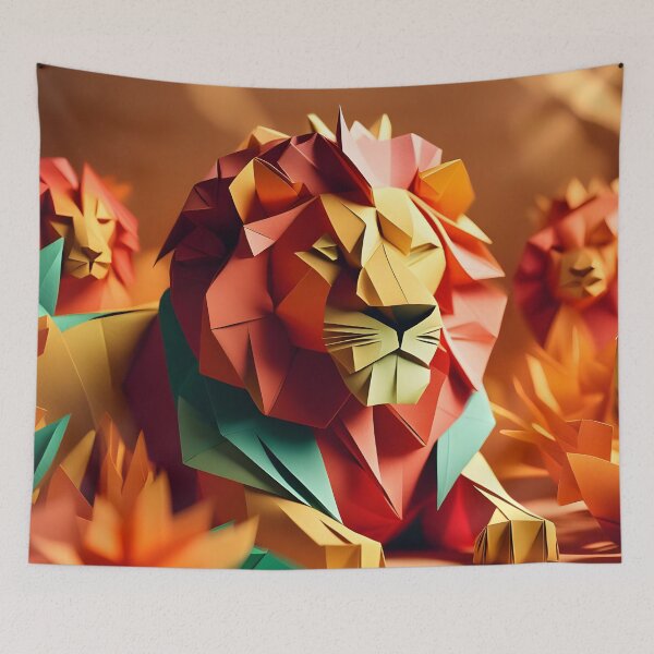 Item preview, Origami Art - Majestic Monarch: The Lion, King of the Jungle designed and sold by ArtfulFolds.
