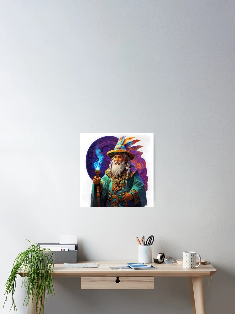 Thumbnail 2 of 3, Poster, Aztec Wizard. Aztec Wizard designed and sold by SpectrumEssence.