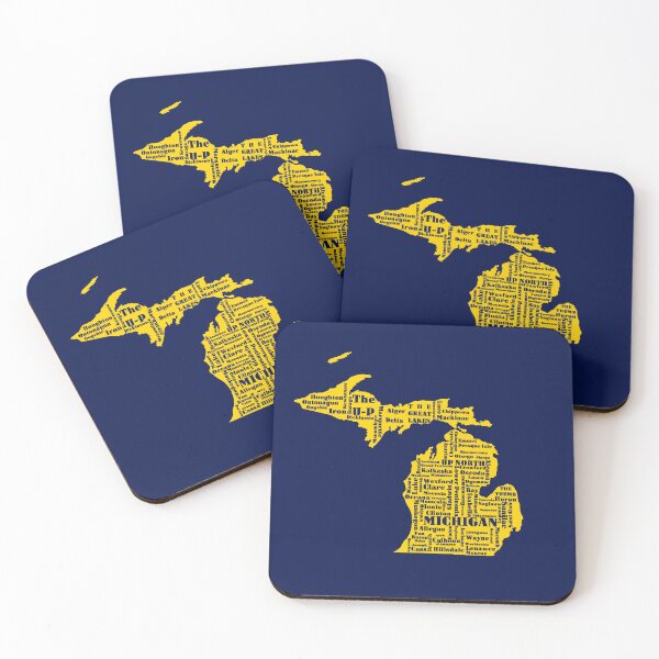 Item preview, Fun Yellow and Navy Blue State of Michigan cities designed and sold by amgraphics.