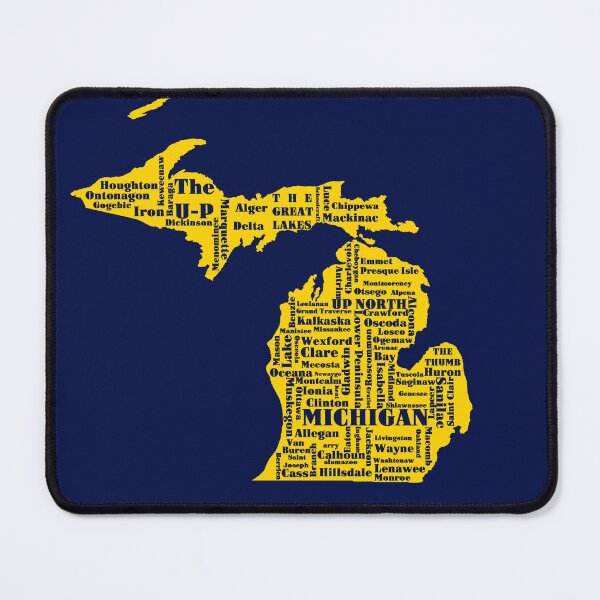 Item preview, Fun Yellow and Navy Blue State of Michigan cities designed and sold by amgraphics.