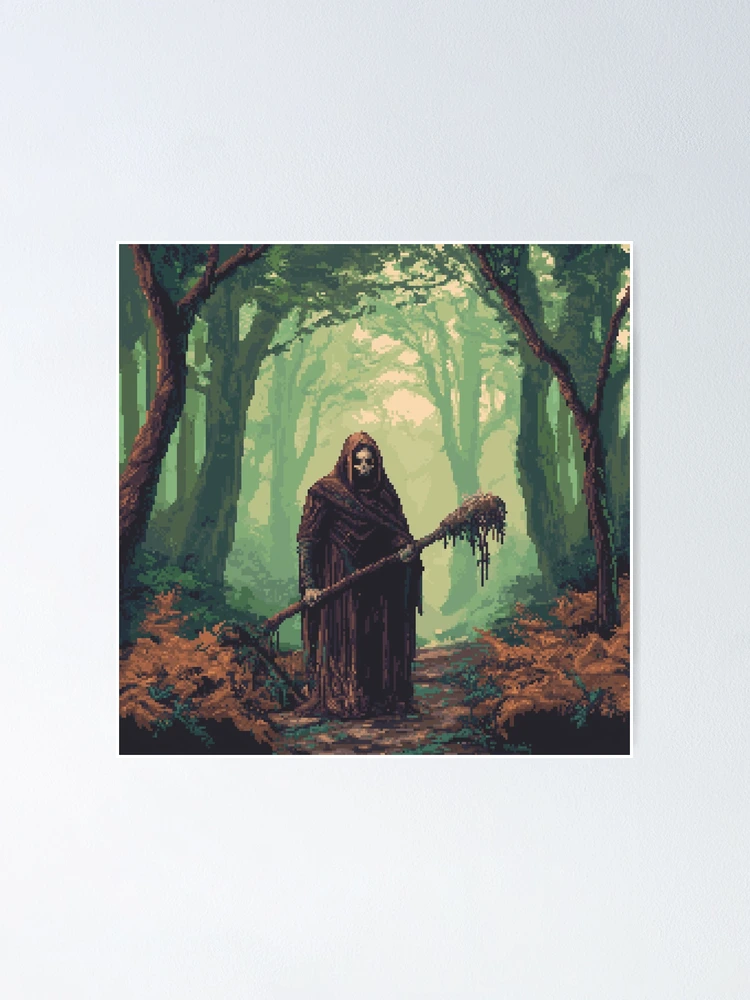 Thumbnail 1 of 3, Poster, Necromancer In 8bit designed and sold by Rtymer.