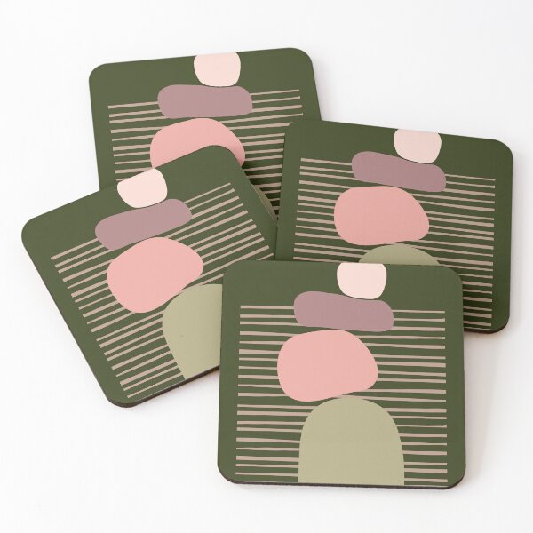 Item preview, Midcentury Modern Bauhaus Abstract Stones No.2 Sage Mauve Graphic Style designed and sold by MirabiliaMagpie.