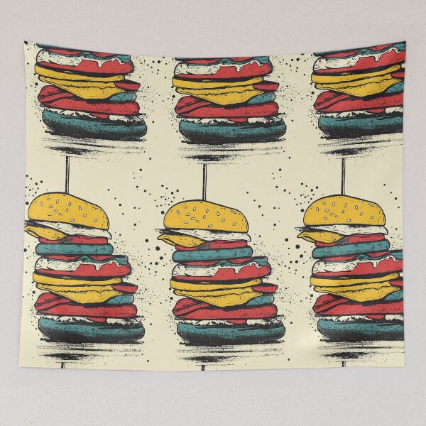 Item preview, Appetizing burgers and fries in vintage design designed and sold by Piotrek0001.