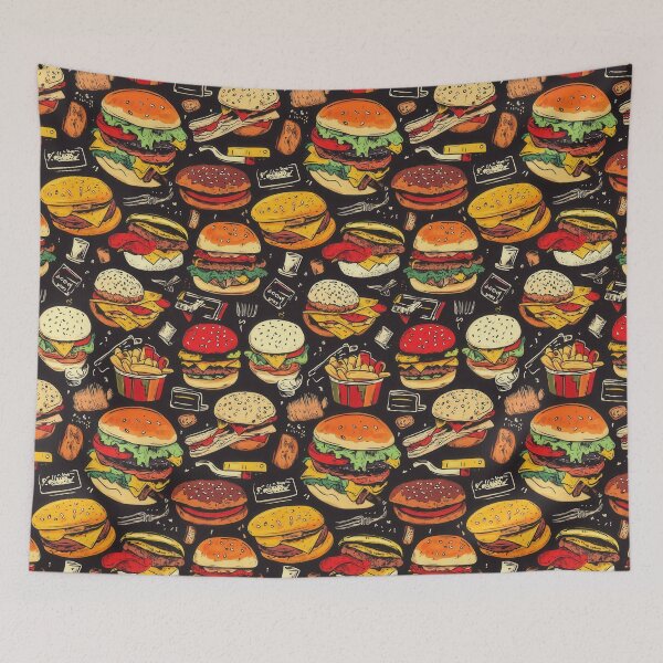 Item preview, Bold and colorful burgers with fries design designed and sold by Piotrek0001.