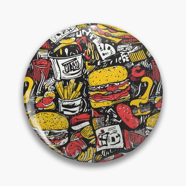 Artikelvorschau, Vintage-inspiriertes Burger- und Pommes-Artwork mit sich wiederholendem Motiv entworfen und verkauft von Piotrek0001.
