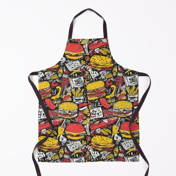 Aperçu de l'œuvre Illustration répétitive de hamburgers et de frites d'inspiration vintage créée et vendue par Piotrek0001.