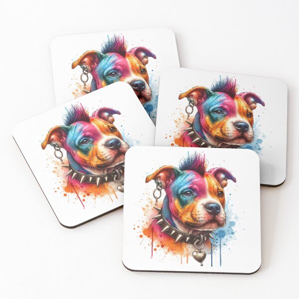 Item preview, Colorful Punk Rocker Cute Staffy Puppy Watercolor designed and sold by MaedK.
