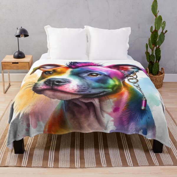 Item preview, Colorful Punk Rocker Cute Staffy Puppy Watercolor designed and sold by MaedK.