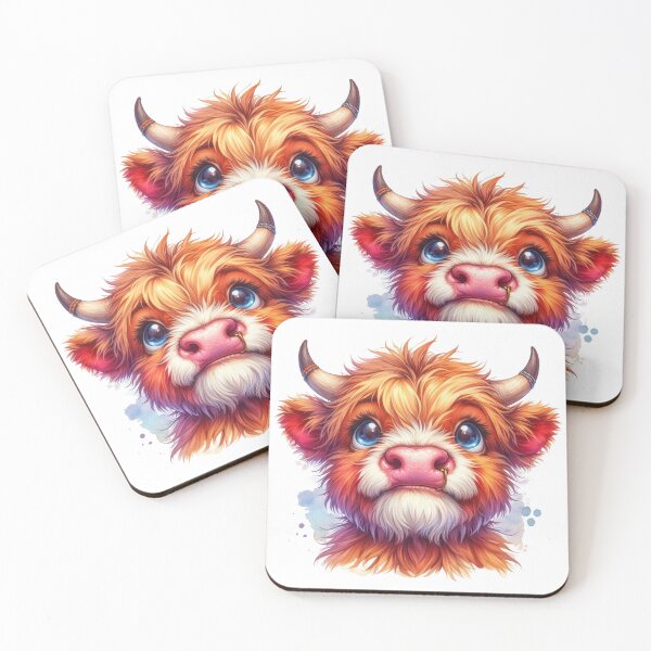 Item preview, Cute Scottish Baby Highland Cow Calf Colorful Watercolor designed and sold by MaedK.