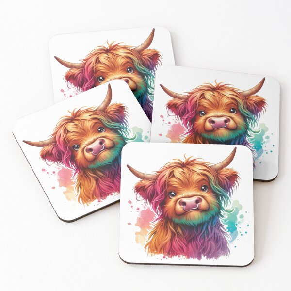 Item preview, Cute Scottish Baby Highland Cow Calf Colorful Watercolor designed and sold by MaedK.