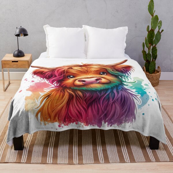 Item preview, Cute Scottish Baby Highland Cow Calf Colorful Watercolor designed and sold by MaedK.