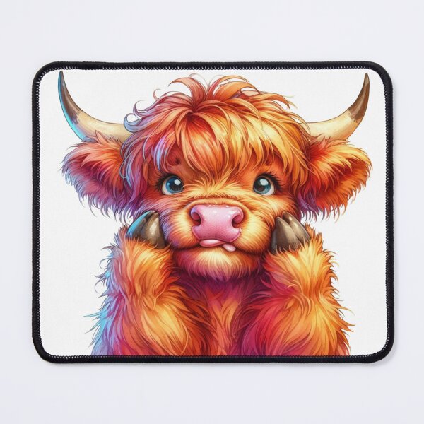 Item preview, Cute Scottish Baby Highland Cow Calf Pulling Funny Faces Colorful Watercolor designed and sold by MaedK.