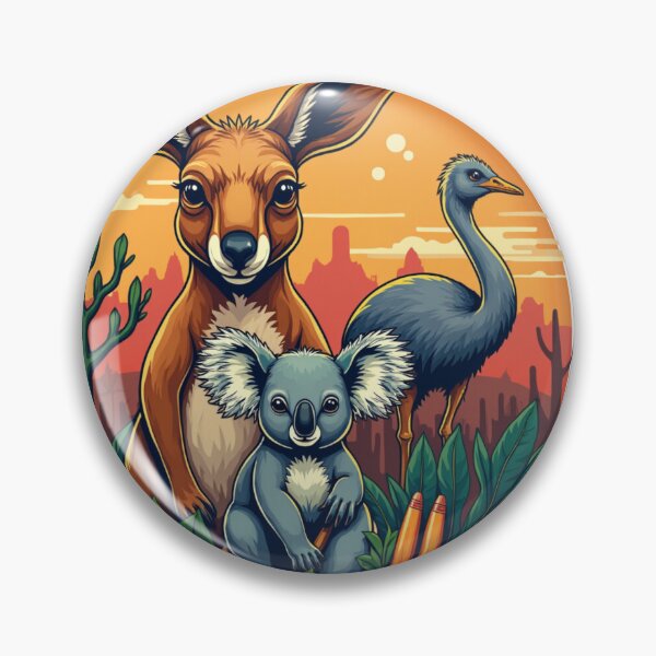 Item preview, G'Day Mate - Aussie Wildlife Illustration - kangaroo, koala, emu designed and sold by MALIKABO.