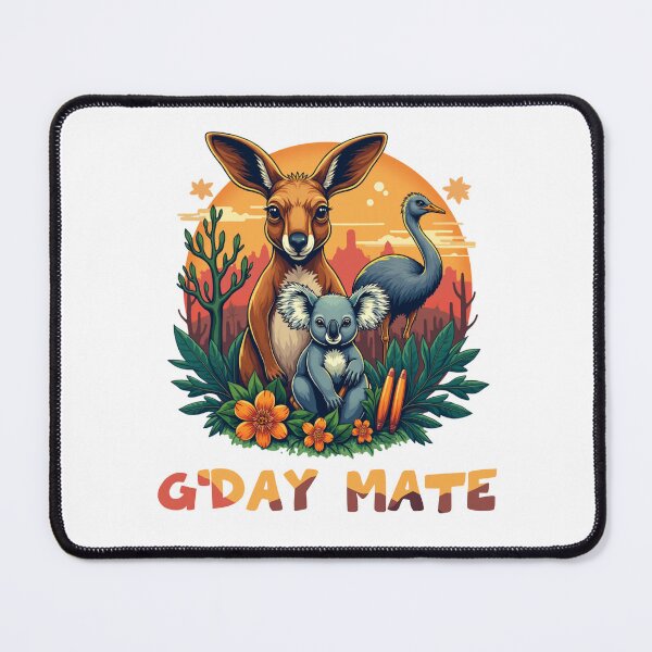 Item preview, G'Day Mate - Aussie Wildlife Illustration - kangaroo, koala, emu designed and sold by MALIKABO.
