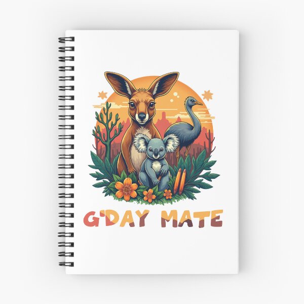 Item preview, G'Day Mate - Aussie Wildlife Illustration - kangaroo, koala, emu designed and sold by MALIKABO.