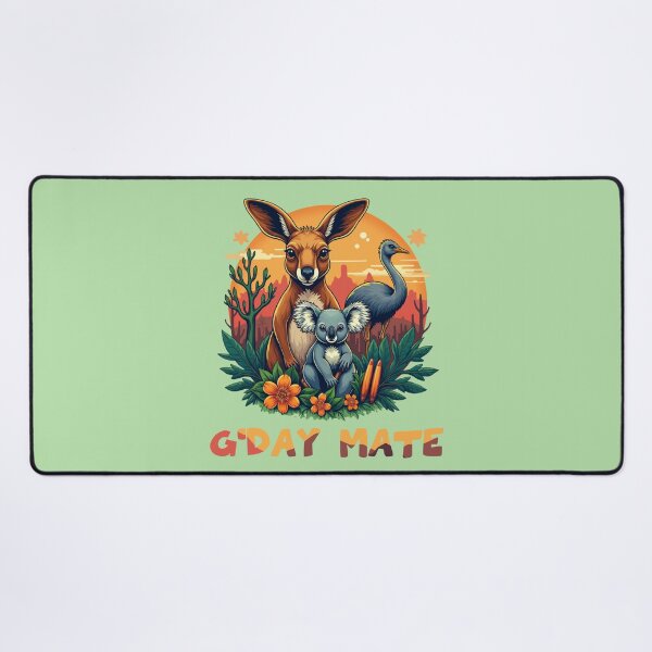 Item preview, G'Day Mate - Aussie Wildlife Illustration - kangaroo, koala, emu designed and sold by MALIKABO.