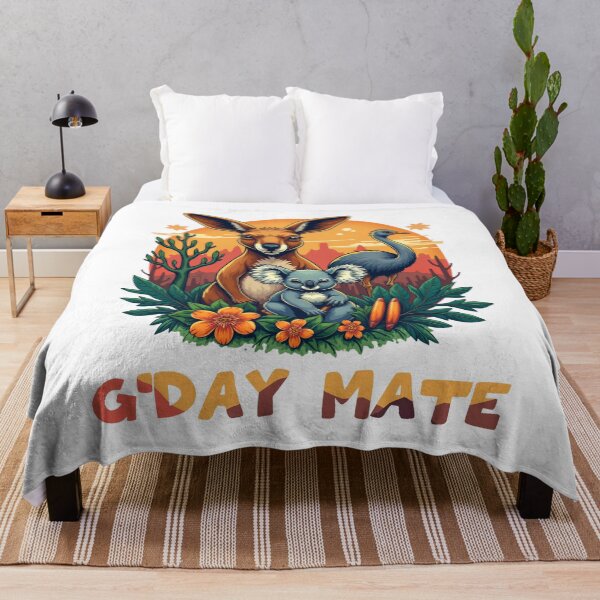 Item preview, G'Day Mate - Aussie Wildlife Illustration - kangaroo, koala, emu designed and sold by MALIKABO.