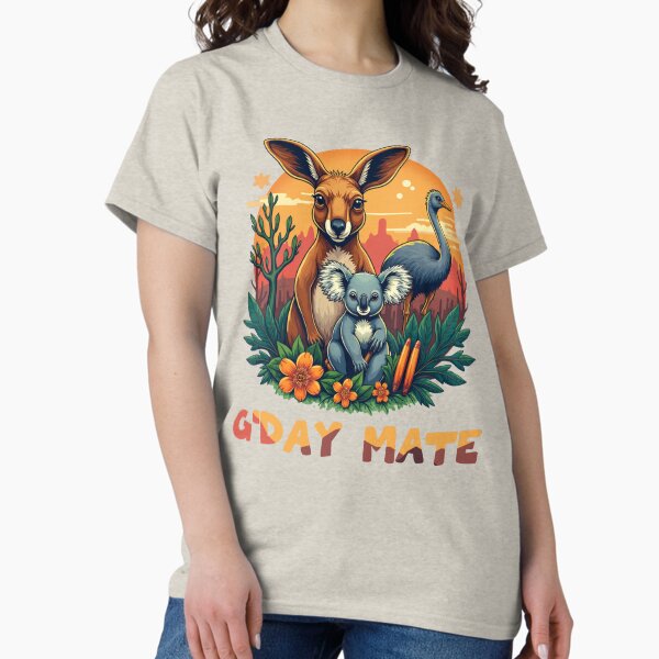 Item preview, G'Day Mate - Aussie Wildlife Illustration - kangaroo, koala, emu designed and sold by MALIKABO.