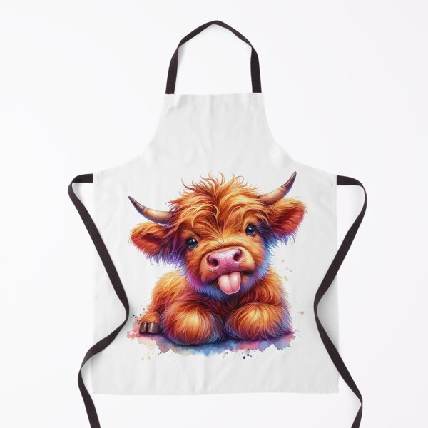 Item preview, Cute Scottish Baby Highland Cow Calf Sticking Out Tongue Colorful Watercolor designed and sold by MaedK.