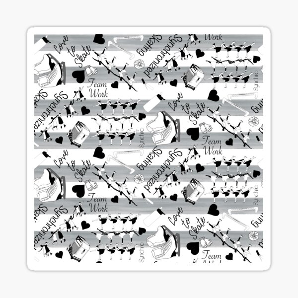 Synchronized Skating Black and White, Striped Design Sticker