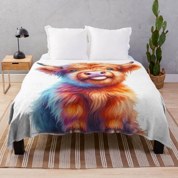 Item preview, Cute Scottish Baby Highland Cow Calf Sticking Out Tongue Colorful Watercolor designed and sold by MaedK.