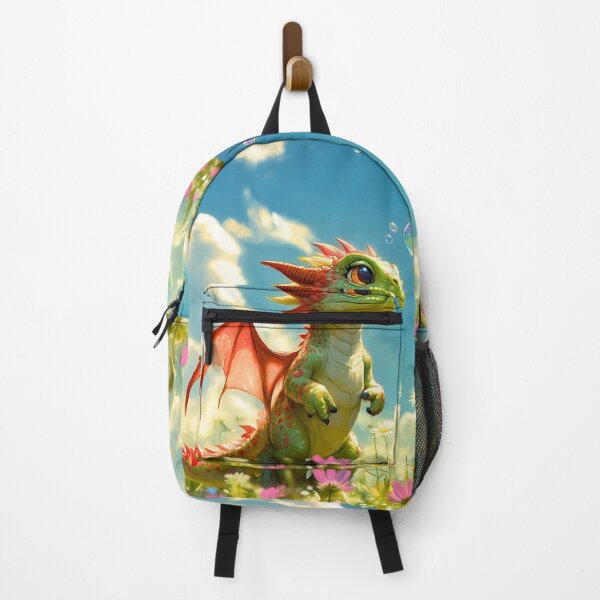 Item preview, Cute Green and Red Dragon Chasing Bubbles designed and sold by ACastilloArt.