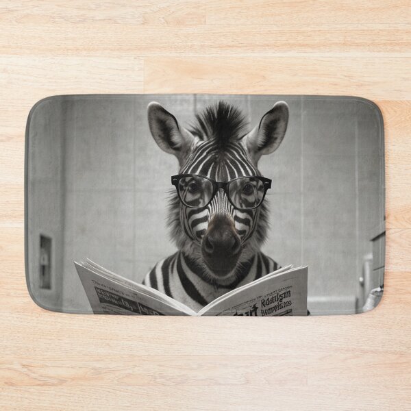 Item preview, Zebra Reading Quirky Bathroom Art designed and sold by vk09.