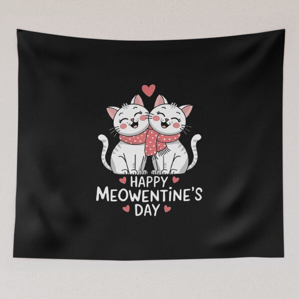 Item preview, Adorable Cat Couple Illustration - Happy Meowentine’s Day Art designed and sold by love3617.