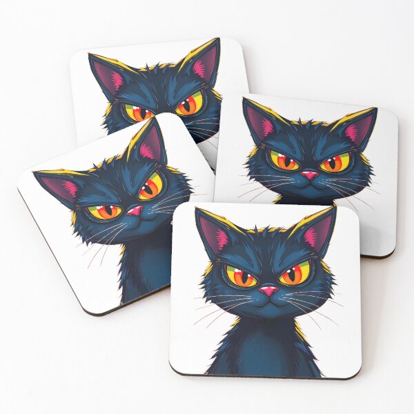Item preview, Black Cat with Orange Eyes is Planning Something designed and sold by Nosy is Everything.