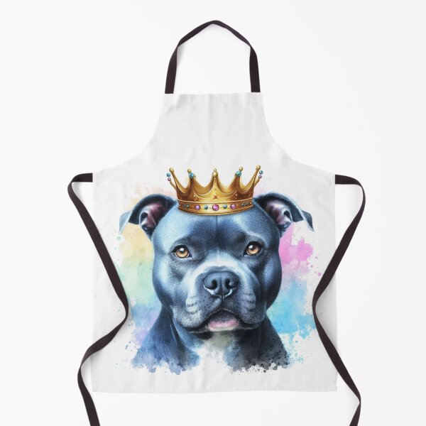 Item preview, Regal Blue Staffy Wearing Crown Watercolor Portrait designed and sold by MaedK.