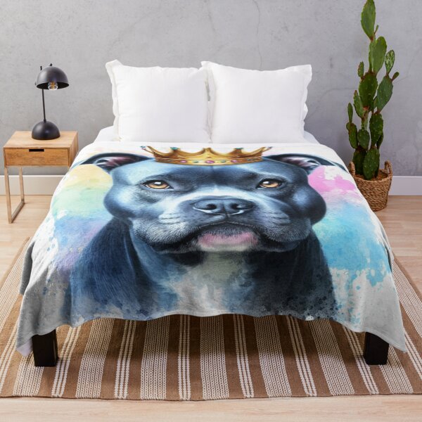 Item preview, Regal Blue Staffy Wearing Crown Watercolor Portrait designed and sold by MaedK.