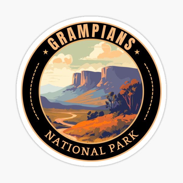 Item preview, Grampians National Park in Victoria Australia Retro Travel Art Badge designed and sold by MaateoDesign.