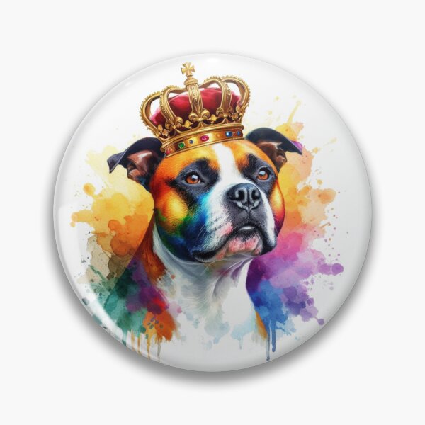Item preview, Regal Staffy Wearing Crown Watercolor Portrait designed and sold by MaedK.