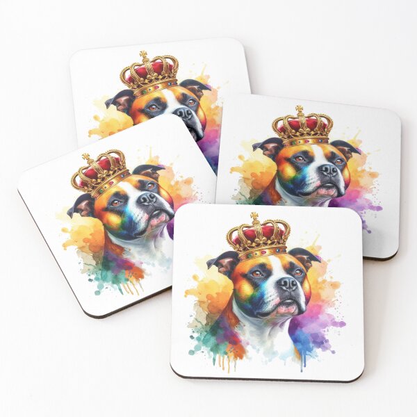 Item preview, Regal Staffy Wearing Crown Watercolor Portrait designed and sold by MaedK.