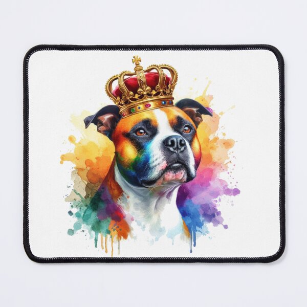 Item preview, Regal Staffy Wearing Crown Watercolor Portrait designed and sold by MaedK.