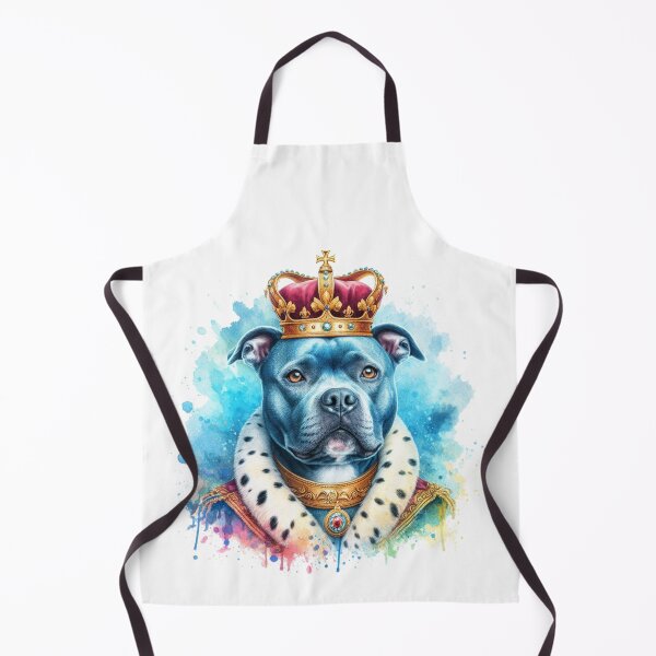 Item preview, Regal Blue Staffy Wearing Crown Watercolor Portrait designed and sold by MaedK.