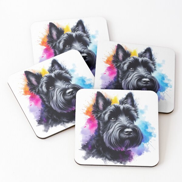 Item preview, Black Scottish Terrier Scottie Dog Watercolor Portrait  designed and sold by MaedK.