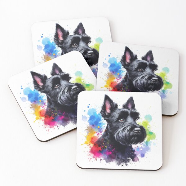 Item preview, Black Scottish Terrier Scottie Dog Watercolor Portrait  designed and sold by MaedK.
