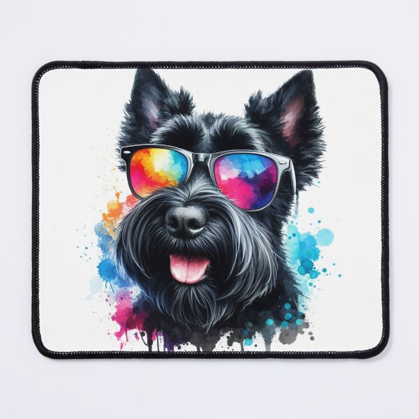 Item preview, Cool Black Scottish Terrier Scottie Dog in Shades Watercolor Portrait designed and sold by MaedK.